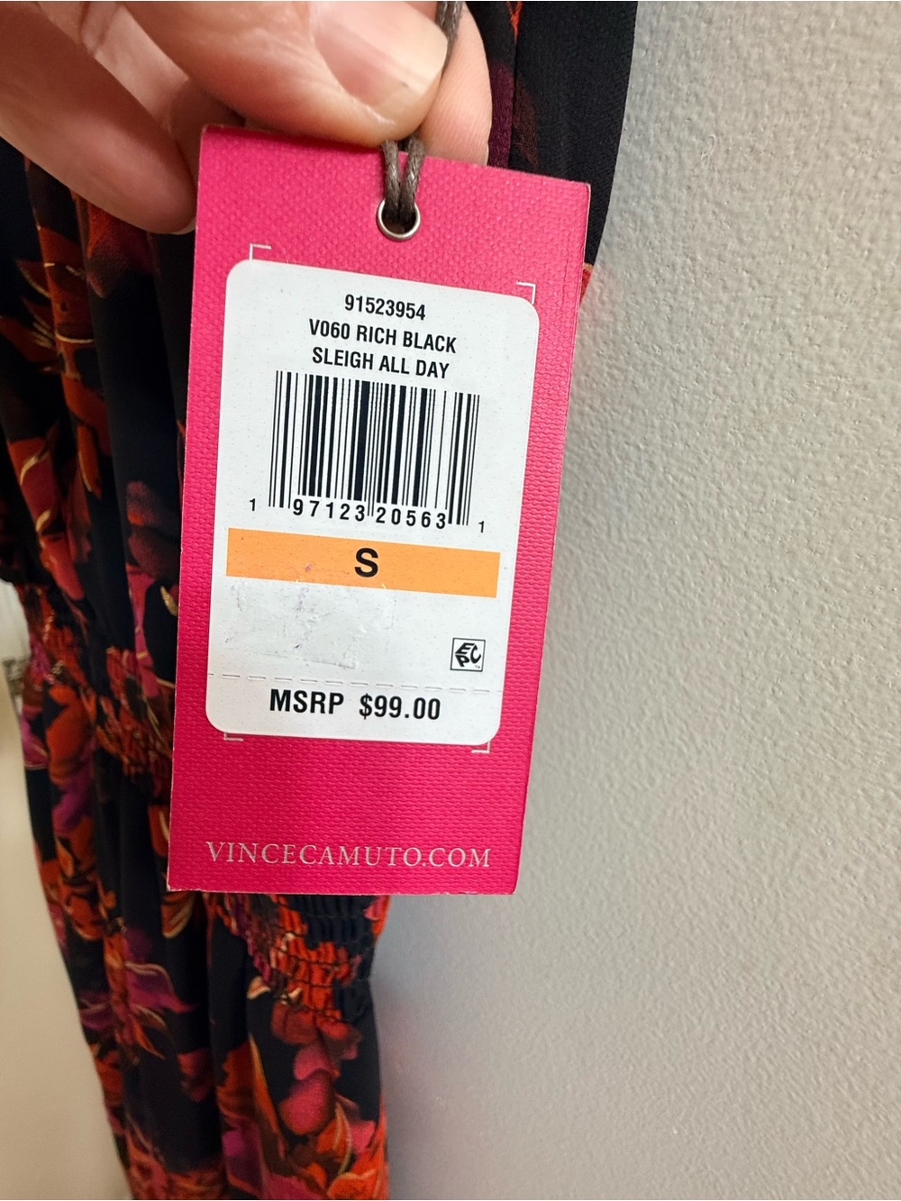 Vince Camuto Black Halter Jumpsuit with Red & Pink Floral Print Size S NWT - Picture 3 of 16